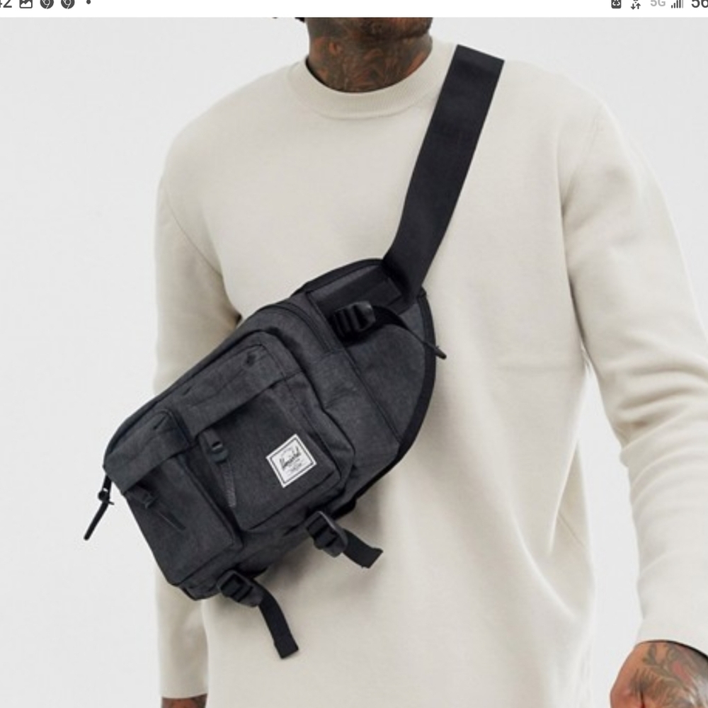 NWT HERSCHEL EIGHTEEN WAIST PACK, BLACK CROSSHATCH,
